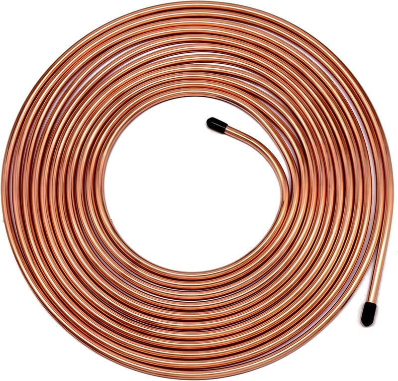 3/16 Inch Brake Line Tubing - Upgraded 25Ft Copper-Coated Steel Brake Line Kit for Car Truck Trailer RV, Hydraulic Braking System Corrosion Resistant
